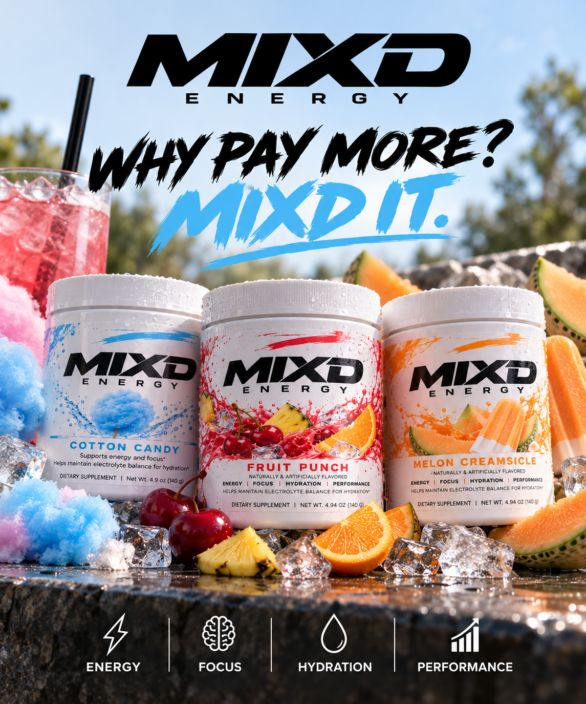 MIXD Energy powder with finished drink